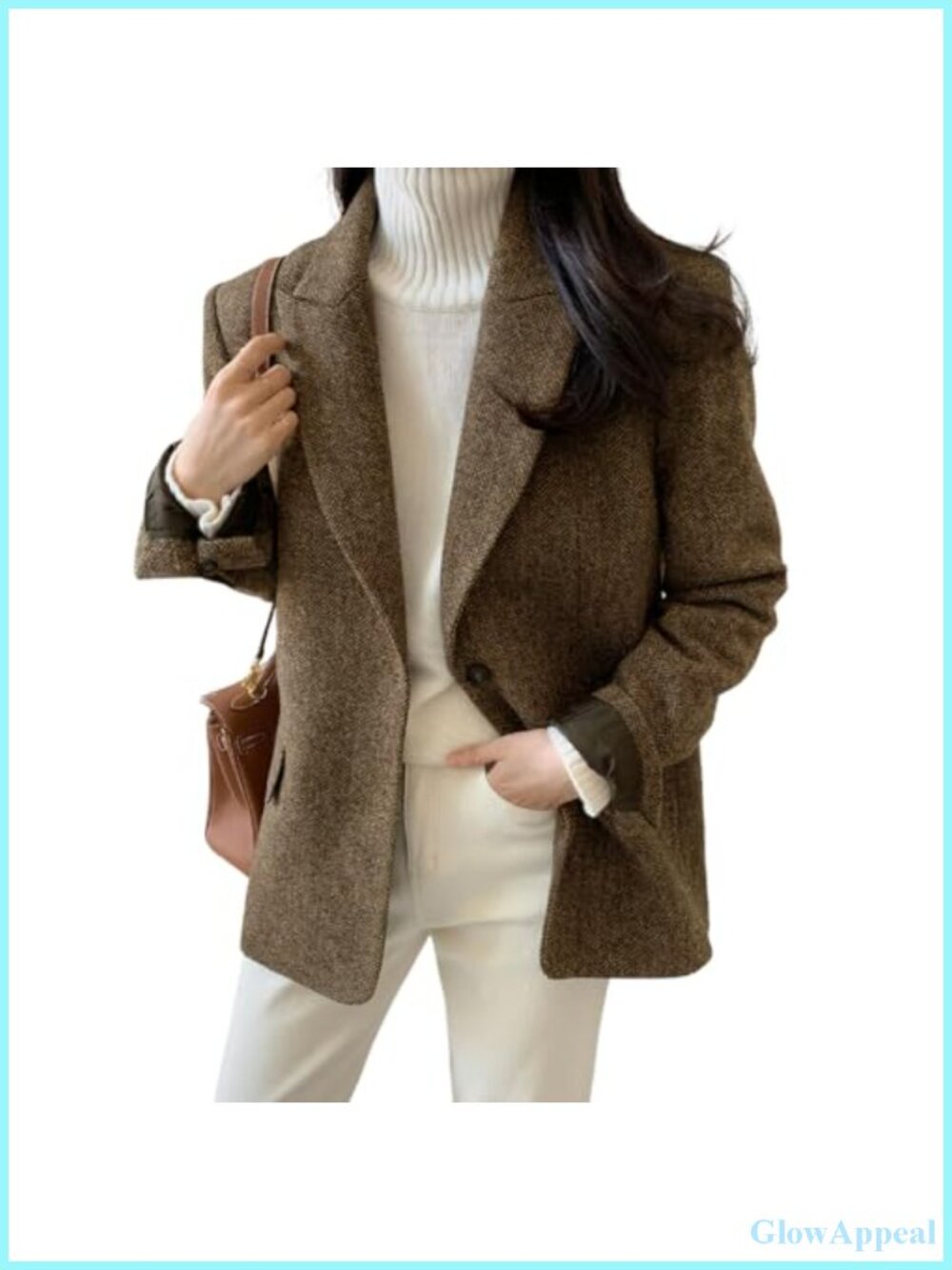 Wool Blend Blazer Jacket Single Breasted Business Work Coat